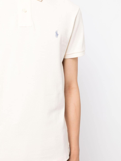 Shop Polo Ralph Lauren Pony-embroidered Polo Shirt In Neutrals