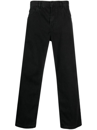 Shop 44 Label Group Logo-embroidered Cotton Jeans In Black