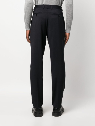 Shop Lardini Mid-rise Straight-leg Wool Trousers In Black