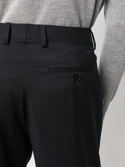 Shop Lardini Mid-rise Straight-leg Wool Trousers In Black