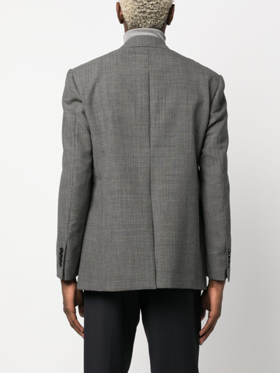 Shop Lardini Check-print Wool Blazer In Grey