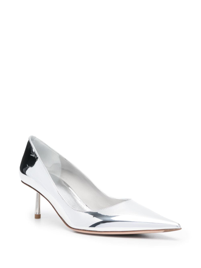 Shop Le Silla Eva 65mm Pointed Leather Pumps In Grey