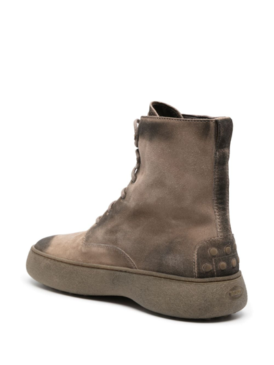 Tod's Man Ankle Boots Khaki Size 8 Leather In Neutrals