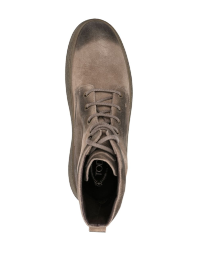 Tod's Man Ankle Boots Khaki Size 8 Leather In Neutrals