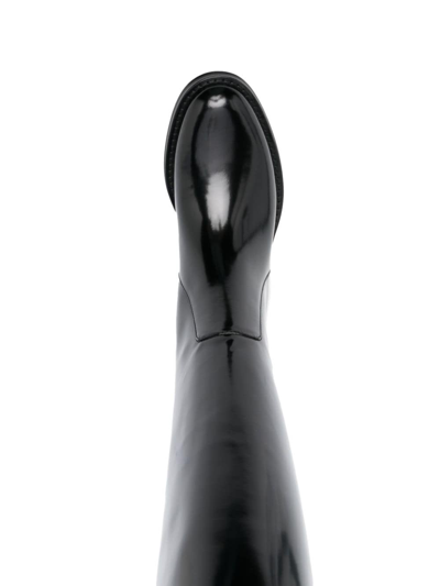 Shop Saint Laurent Hunt 25mm Leather Boots In Black