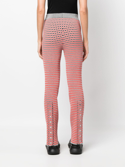 Rabanne Check-pattern Ribbed-knit Trousers In Orange