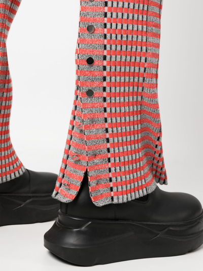 Rabanne Check-pattern Ribbed-knit Trousers In Orange