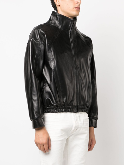 Shop Manokhi Adwa Leather Jacket In Black