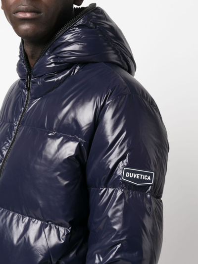 Shop Duvetica Logo-patch Hooded Padded Jacket In Blue