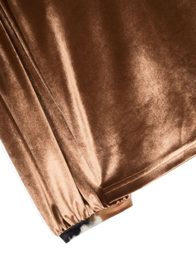 Shop Colorichiari Long-sleeved Velvet Blouse In Brown