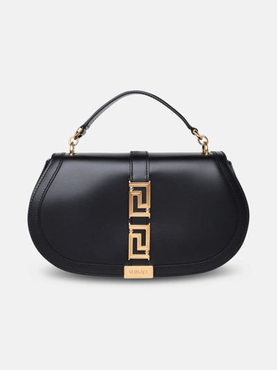 Shop Versace Greca Goddess Black Leather Bag