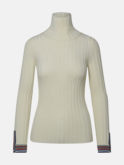 Shop Etro Cream Wool Turtleneck Sweater