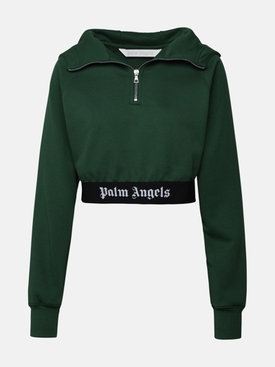 Shop Palm Angels Green Cotton Hoodie