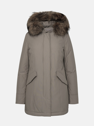 Shop Woolrich Arctic Raccooon Beige Cotton Blend Parka