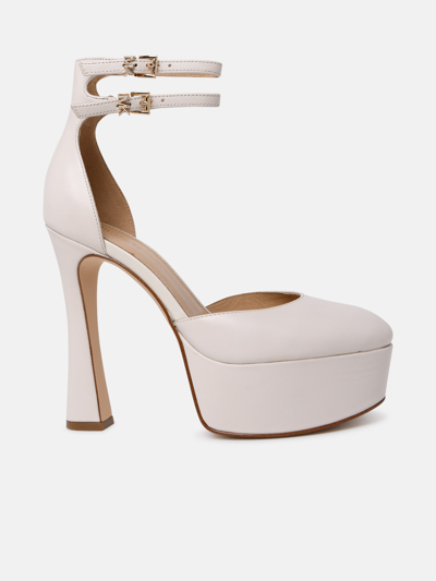 Shop Michael Michael Kors Martina Ivory Leather Pumps In Cream