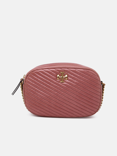 Shop Tory Burch Kira Moto Chevron Crossbody Bag In Magnolia Pink Aged Leather