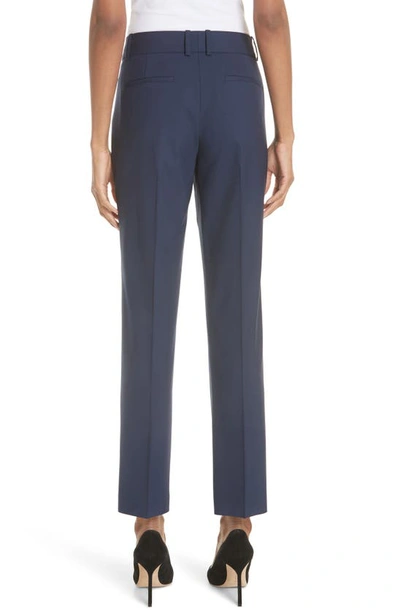 Shop Theory Straight Leg Stretch Wool Trousers In Sea Blue