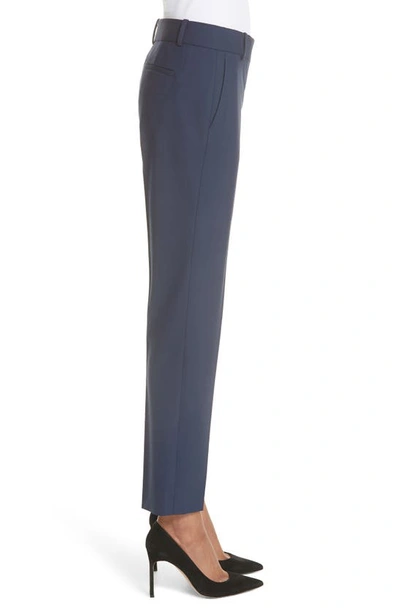 Shop Theory Straight Leg Stretch Wool Trousers In Sea Blue