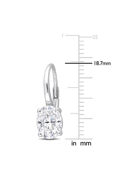 Delmar Oval Created Moissanite Lever Back Earrings In White