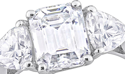 Shop Delmar Octagon Cut & Trilliant Cut Moissanite Ring In White