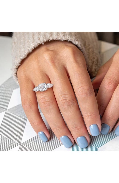 Delmar Cushion Cut & Pear Cut Moissanite Ring In White