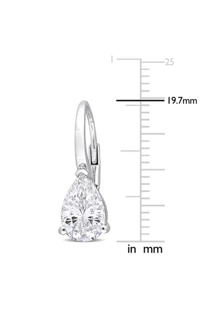 Delmar Pear Cut Created Moissanite Lever Back Earrings In White