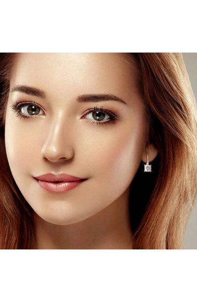 Delmar Asscher Cut Moissanite Lever Back Earrings In White