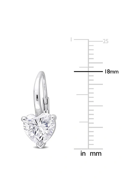Delmar Heart Shape Moissanite Lever Back Earrings In White
