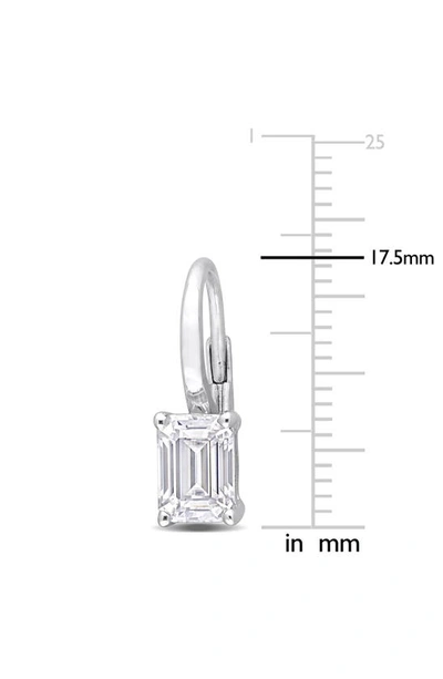 Delmar Octagon Cut Created Moissanite Lever Back Earrings In White