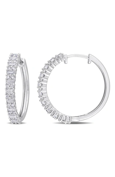 Shop Delmar Created Moissanite Hoop Earrings In White