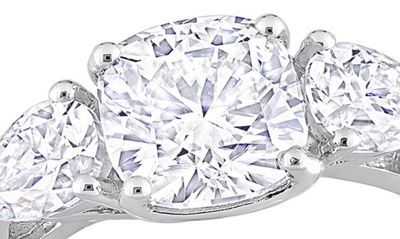 Delmar Cushion Cut & Pear Cut Moissanite Ring In White