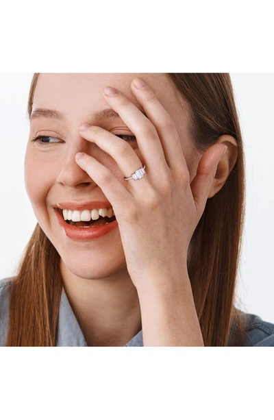 Delmar Dew Octagon Created Moissainte Ring In White