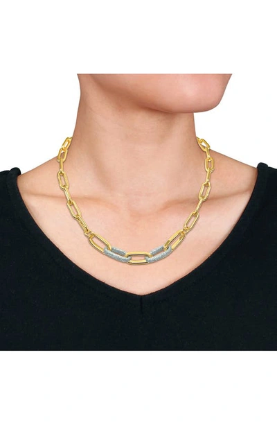 Delmar Contrast Enamel Oval Link Chain Necklace In Yellow