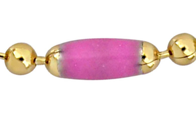 Delmar 18k Gold Plated Sterling Silver Pink Enamel Station Ball Chain Necklace In Pink