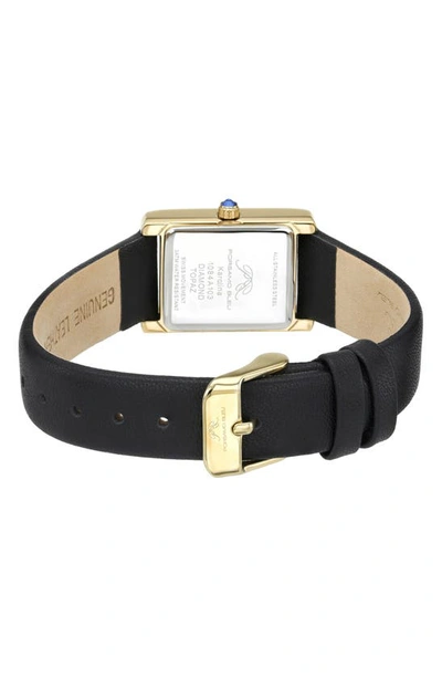 Porsamo Bleu Karolina Diamond & Topaz Leather Strap Watch, 30mm In Black