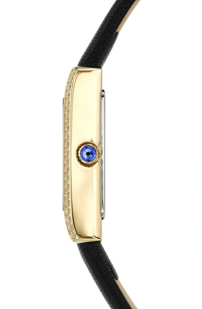 Porsamo Bleu Karolina Diamond & Topaz Leather Strap Watch, 30mm In Black
