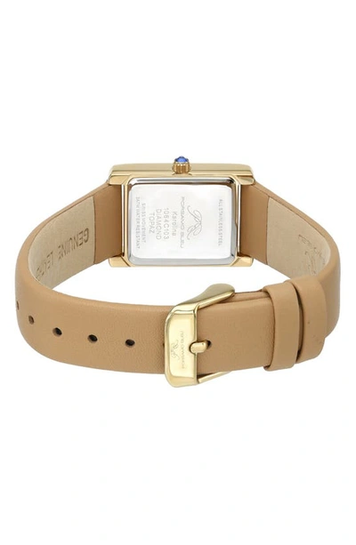 Porsamo Bleu Karolina Diamond & Topaz Leather Strap Watch, 30mm In Beige