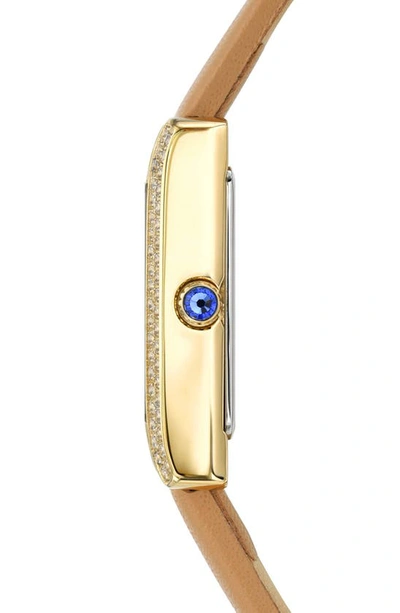 Porsamo Bleu Karolina Diamond & Topaz Leather Strap Watch, 30mm In Beige