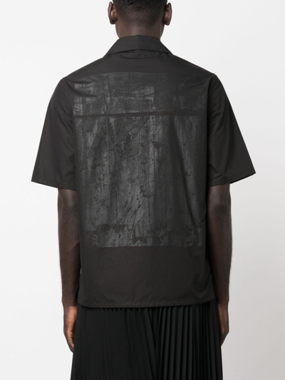 Shop Off-white Graphic-print Short-sleeve Cotton Shirt In Schwarz