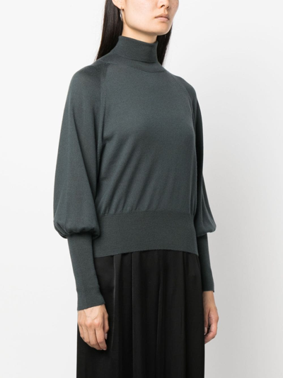 Fabiana Filippi Bishop-sleeved Fine-knit Jumper In Grau