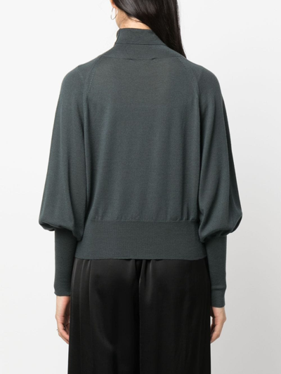 Fabiana Filippi Bishop-sleeved Fine-knit Jumper In Grau