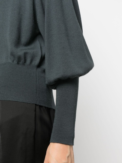 Fabiana Filippi Bishop-sleeved Fine-knit Jumper In Grau