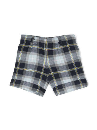 Siola Plaid Wool Shorts In Blue