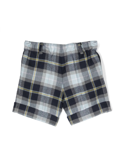 Siola Plaid Wool Shorts In Blue