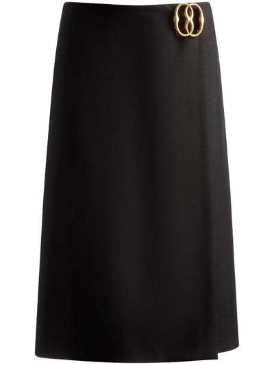 Shop Bally Logo-plaque Mohair Skirt In Black