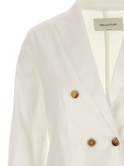 Shop Fabiana Filippi Jewel Detail Blazer Jackets White