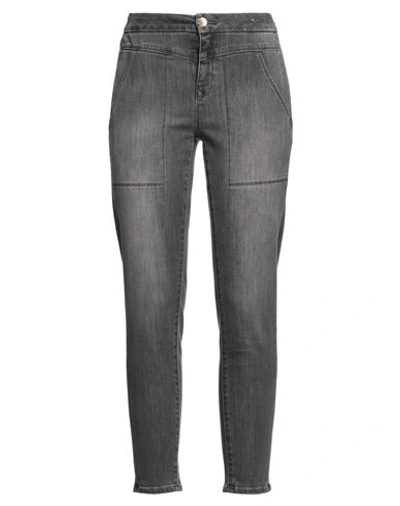 Shop Dawn Woman Denim Pants Lead Size 27 Cotton, Polyester, Elastomultiester, Organic Cotton, Elastane In Grey