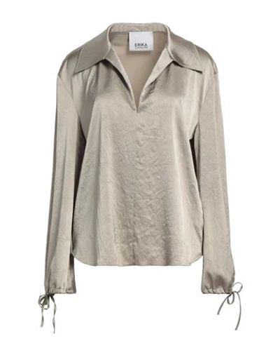 Erika Cavallini Woman Top Taupe Size 8 Triacetate, Polyester In Grey