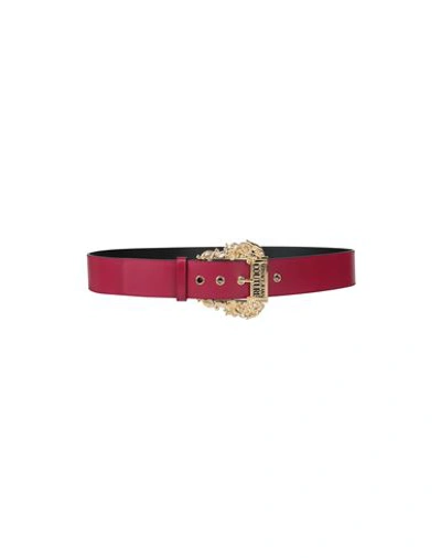 Shop Versace Jeans Couture Woman Belt Garnet Size 34 Calfskin In Red