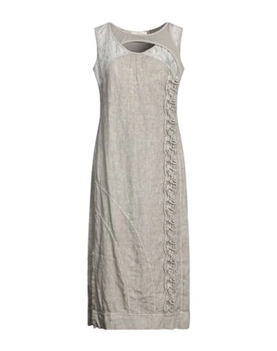 Shop Elisa Cavaletti By Daniela Dallavalle Woman Midi Dress Khaki Size S Linen In Beige